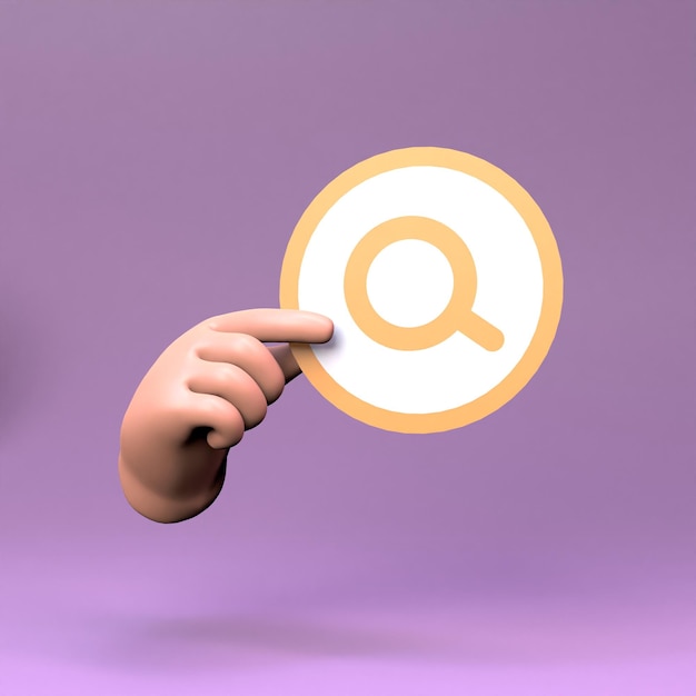 Magnifying glass icon Search concept 3d render illustration