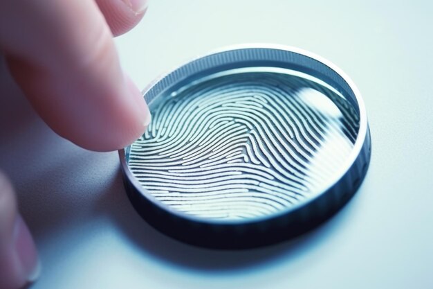 Magnifying glass inspecting fingerprint