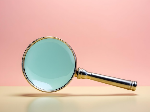 Magnifying glass on a isolated pastel background Copy space