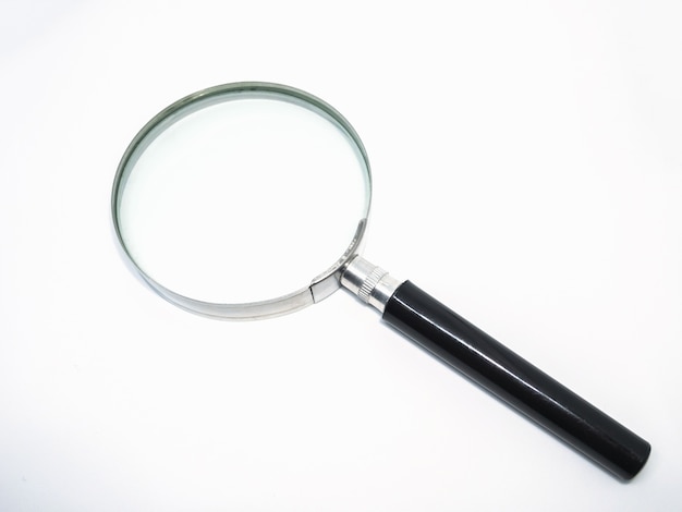 Photo magnifying glass isolated white background