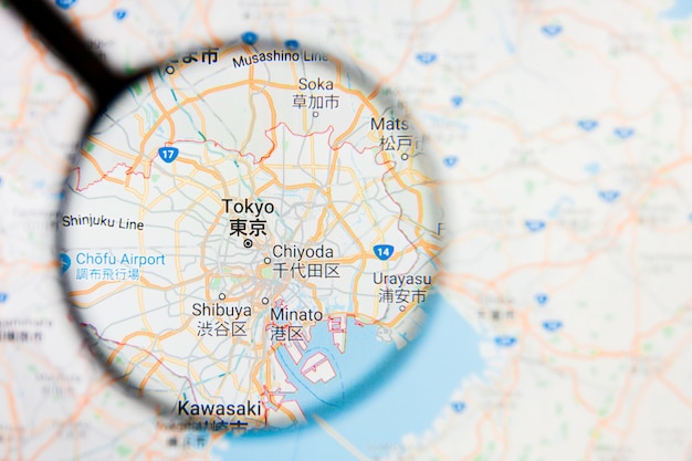 Magnifying glass on Japan map