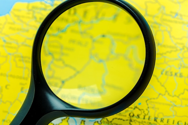 Magnifying glass and map