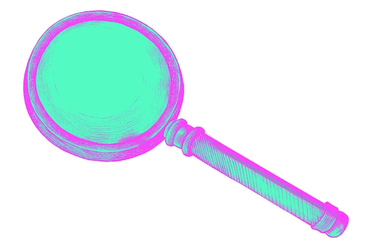 Photo magnifying glass png green pink transparent background