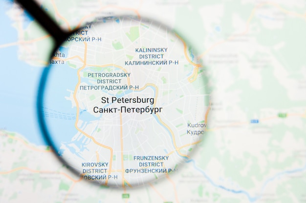 Magnifying glass on Russia map