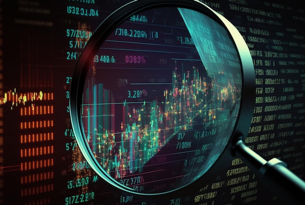 Magnifying glass search for investment and stock market Generative Ai