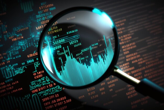 Magnifying glass search for investment and stock market Generative Ai