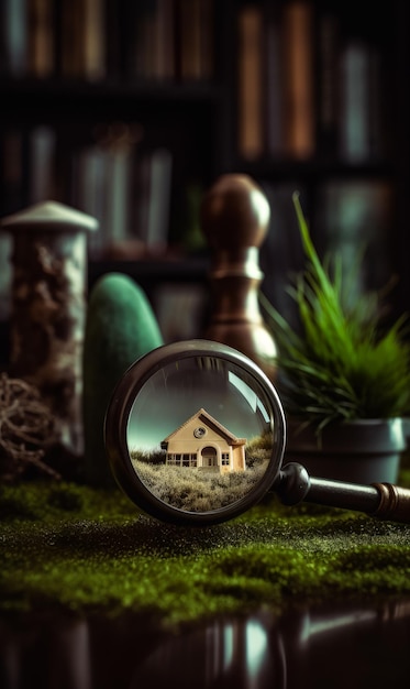 A magnifying glass sitting on top of a table