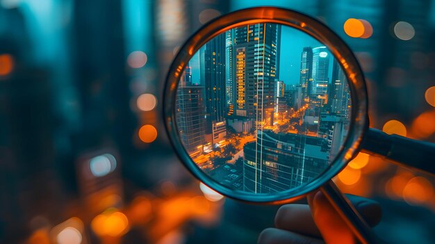 Magnifying Glass With City Background