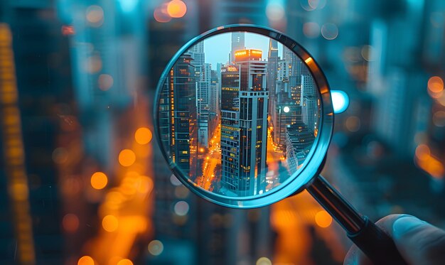 Magnifying Glass With City Background