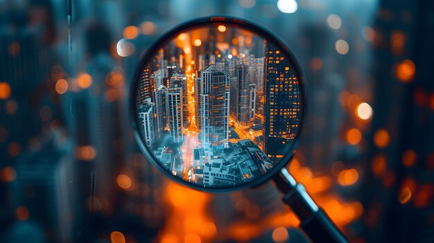 Magnifying Glass With City Background