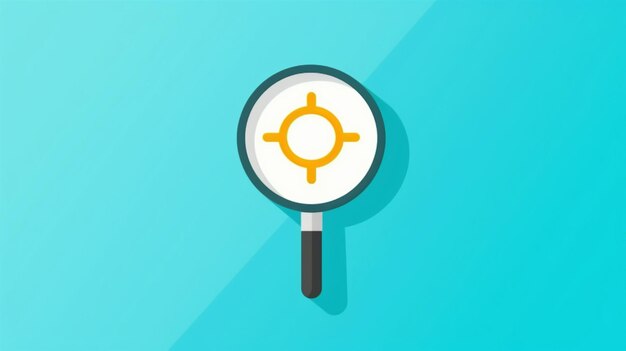 Magnifying glass with target icon in flat design