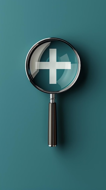 Magnifying glass with white cross a tool for precise examination