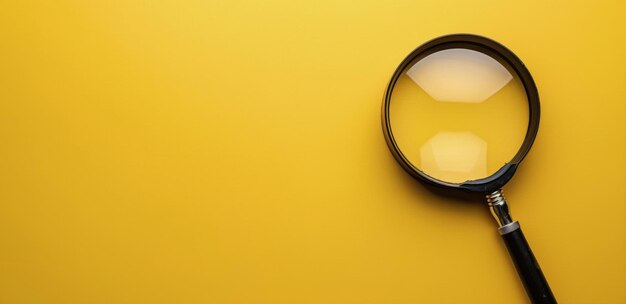 Photo magnifying glass on a yellow background