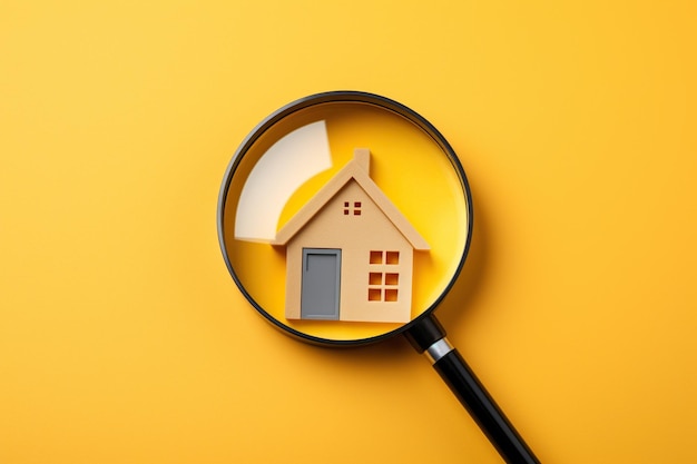 magnifying lens with a house sold background