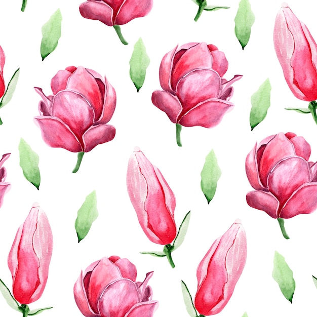 Magnolia bloeiend aquarel naadloos patroon