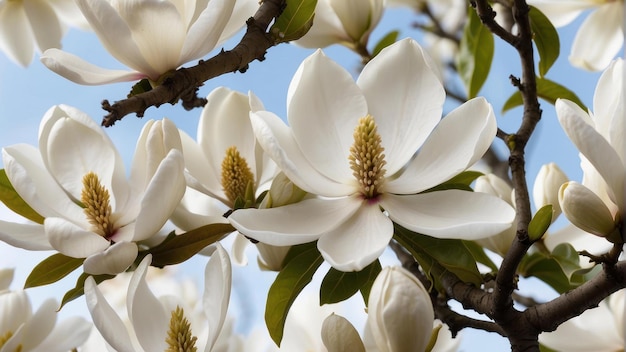Magnolia bloem op een tak close-up