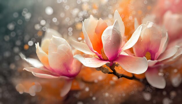 Foto magnolia bloemen op lente boom illustratie