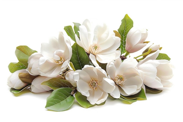 Magnolia Bouquet On White Background