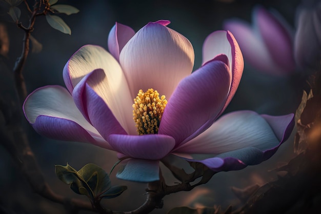 Magnolia flower close up Generative AI