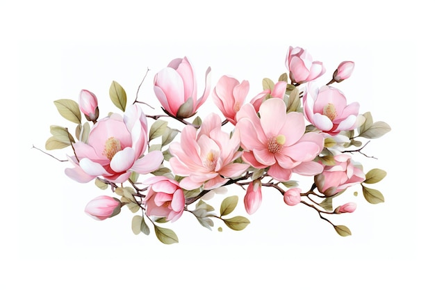 Magnolia flower in white background High quality