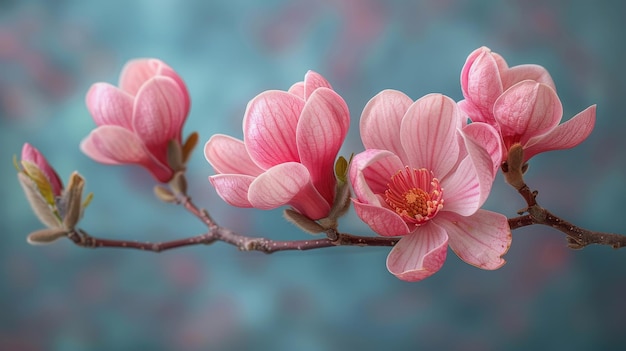 Photo magnolia flowers close up pink magnolia buds