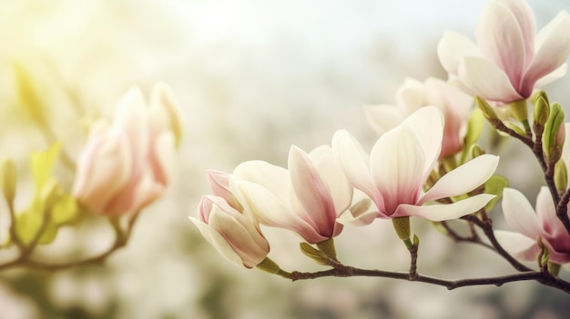 Magnolia flowers in a sunny day