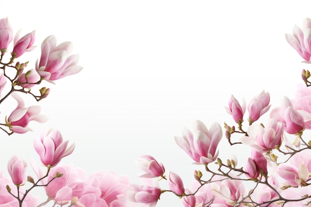 magnolia flowers on white