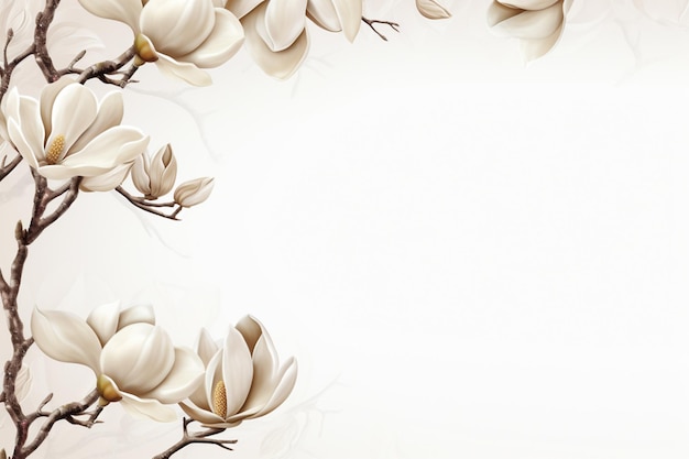 magnolia flowers on white