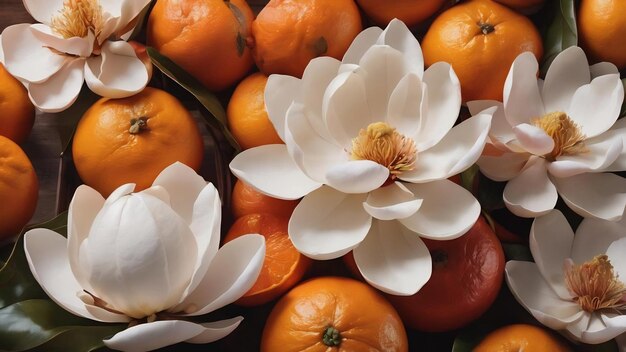 Magnolia and tangerines chinese new year
