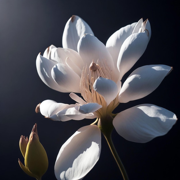 magnoliabloem in het ochtendlicht, de bloemblaadjes verlicht in een zachte etherische gloed