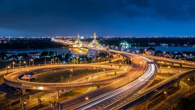 Maha Jessada Bodin Bridge at twilight time