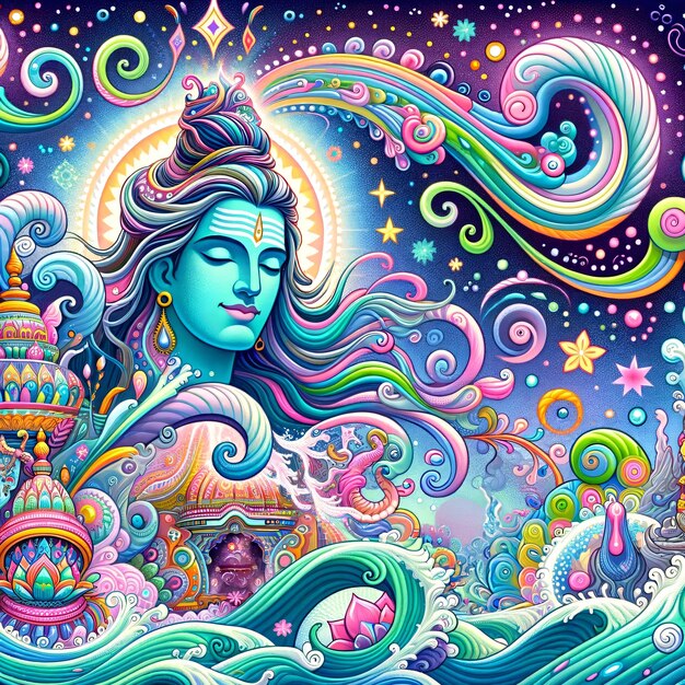 Maha Shivratri Heer Shiva Kunstwerk Mahadev illustratie