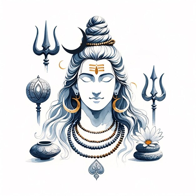 Foto maha shivratri signore shiva opera d'arte illustrazione di mahadev