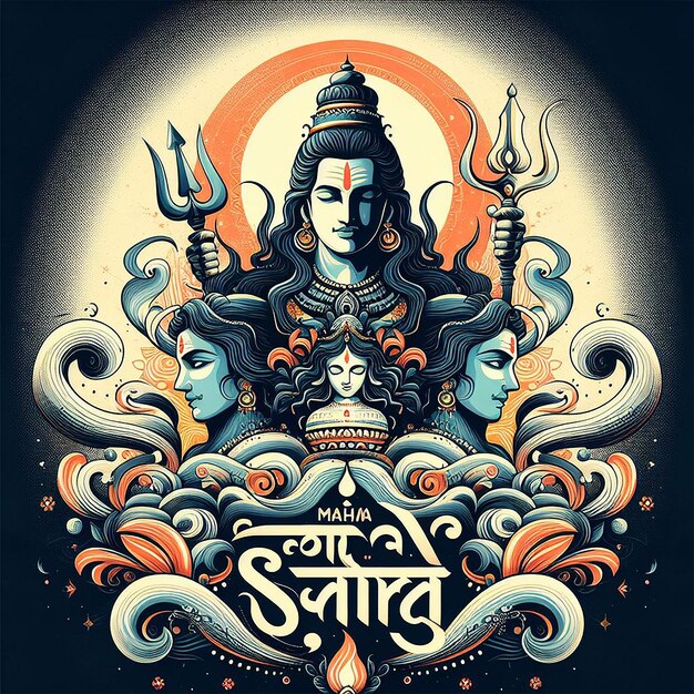 Maha shivratri poster design with hindi calligraphy