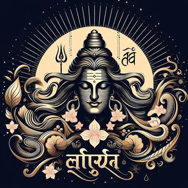 Maha shivratri poster design with hindi calligraphy