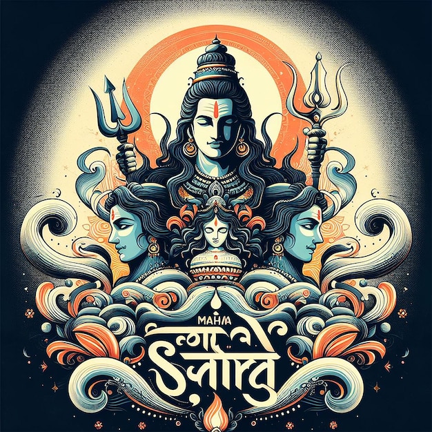 Maha Shivratri poster ontwerp met Hindi kalligrafie
