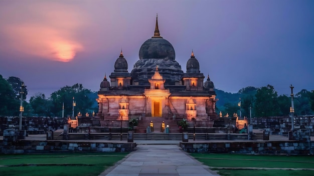 Photo mahabodhi temple at night bodh gaya india the site where gautam buddha attained enlightenment