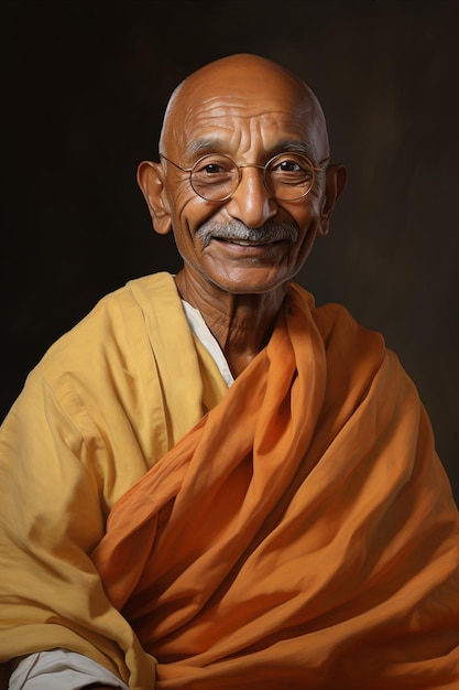 Mahatma Gandhi An Iconic Portrait of the Visionary Leader Created with Generative AI