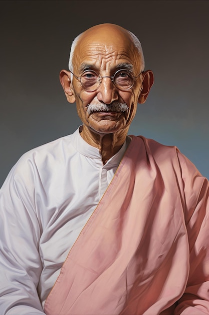 Mahatma Gandhi An Iconic Portrait of the Visionary Leader Created with Generative AI