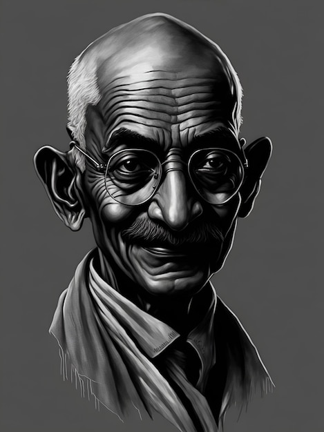 Photo mahatma gandhi pencil drawing 1