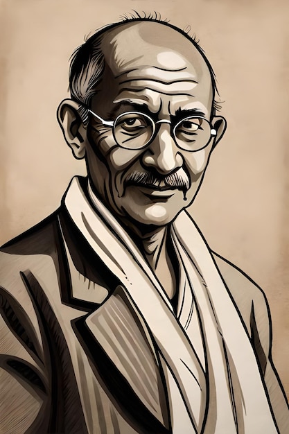 Foto mahatma gandhi pencil sketch personage