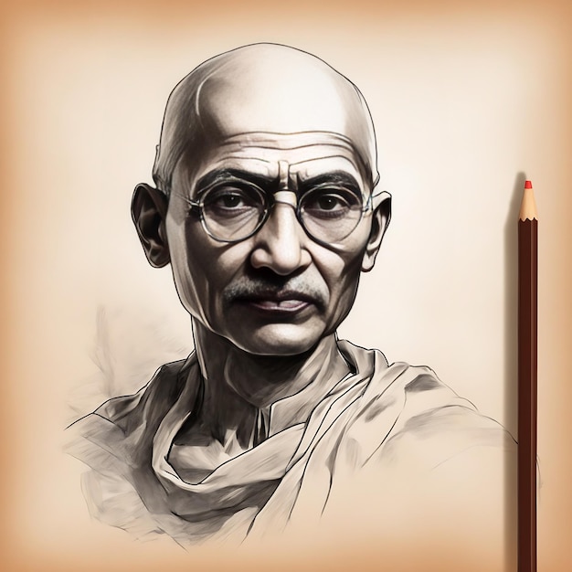 Mahatma Gandhi schets kleuren Indiase Onafhankelijkheidsdag