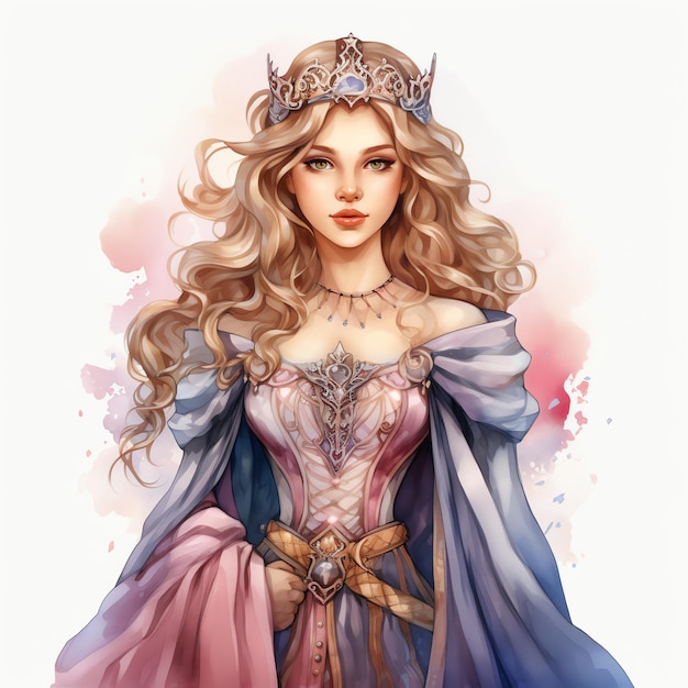 Maiden Medieval watercolor fantasy