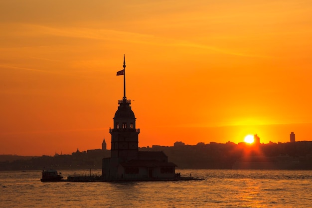 Maiden's Tower in Istanbul at sunset