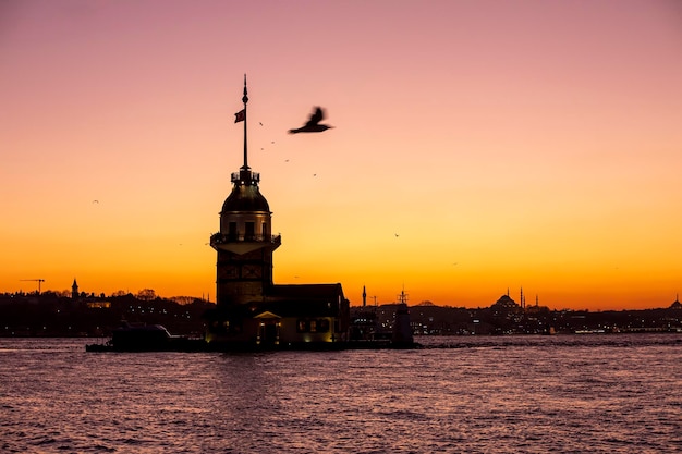 Maiden Tower (Kiz Kulesi) night landscape