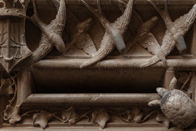 Mailbox in Barcelona Facade of Casa de lArdiaca decorated with an allegory of Justice