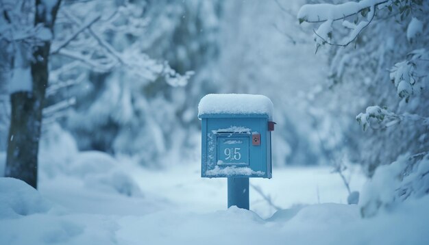 Foto scatola postale neve solitaria in attesa di una lettera ragazza qualità del film 3d