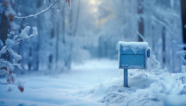 Foto scatola postale neve solitaria in attesa di una lettera ragazza qualità del film 3d