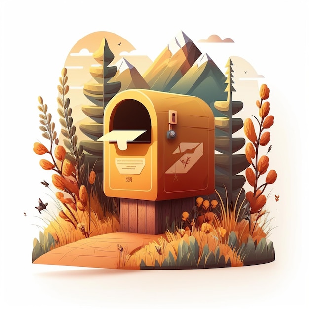 mailbox png in illustration style