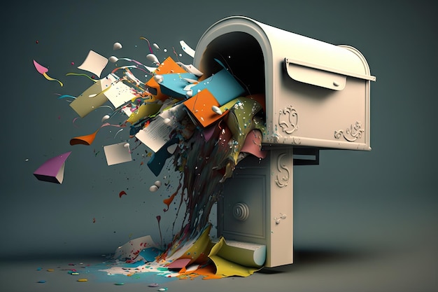 Mailbox with overflowing mailbox spilling over with mail created with generative ai